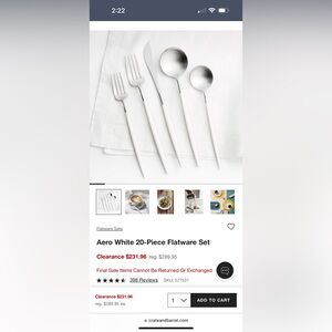 Aero White 18/20 (missing two smaller spoons) Piece Flatware Set